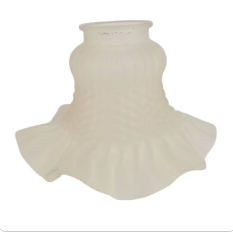 Vintage Frosted Glass Ruffled Lamp Shade With Textured Hobnail Pattern