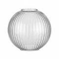 Clear ribbed glass globe light shade with vertical prismatic ridges, 5.5 inch diameter replacement for vintage and industrial fixtures
