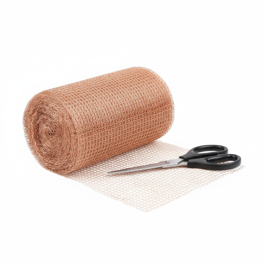 Copper mesh roll 39ft x 5in with black handle scissors for garden and crafts