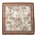 Scarf Brown Beige Jungle Safari Animal Wildlife Print 35 inch Square flat lay white background