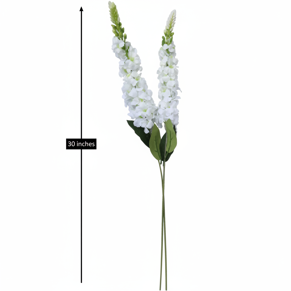 Artificial white snapdragon stems 30 inches tall