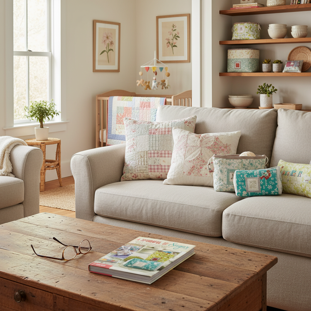 Home interior decorated with handmade Zakka-style projects from A Spoonful Of Sugar sewing book