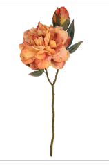Faux Peony Stem Peach Coral 18 Inch Artificial Silk Flower Wedding Decor