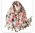 Ginkgo Leaf Scarf Lightweight Summer Shawl Wrap Womens Tassel