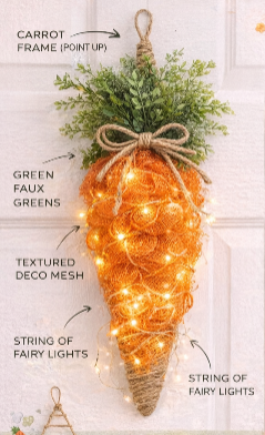 Carrot Wreath Frame Easter Form Spring Door Decor DIY Orange Metal Farmhouse Craft Base