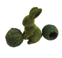 Moss Bunny Rabbit Figurine With Open Moss Balls Spring Easter Wreath Craft Supply