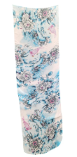 Blue Floral Bird Print Chiffon Scarf – Sheer Lightweight Wrap Shawl 62 x 19 Womens Accessory