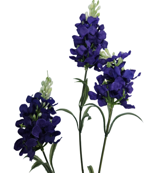 Artificial Purple Delphinium Stems Set of 2 Faux Larkspur Flowers Wedding Decor