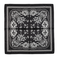 Black white paisley square scarf 27x27 inches flat lay on pure white background