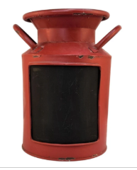 Rustic Red Metal Milk Can Planter Farmhouse Chalkboard Vase Vintage Decor Organizer