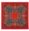 Orange Red Navy Paisley Square Scarf 26x26 Western Cowgirl Neck Scarf Satin Hair Scarf