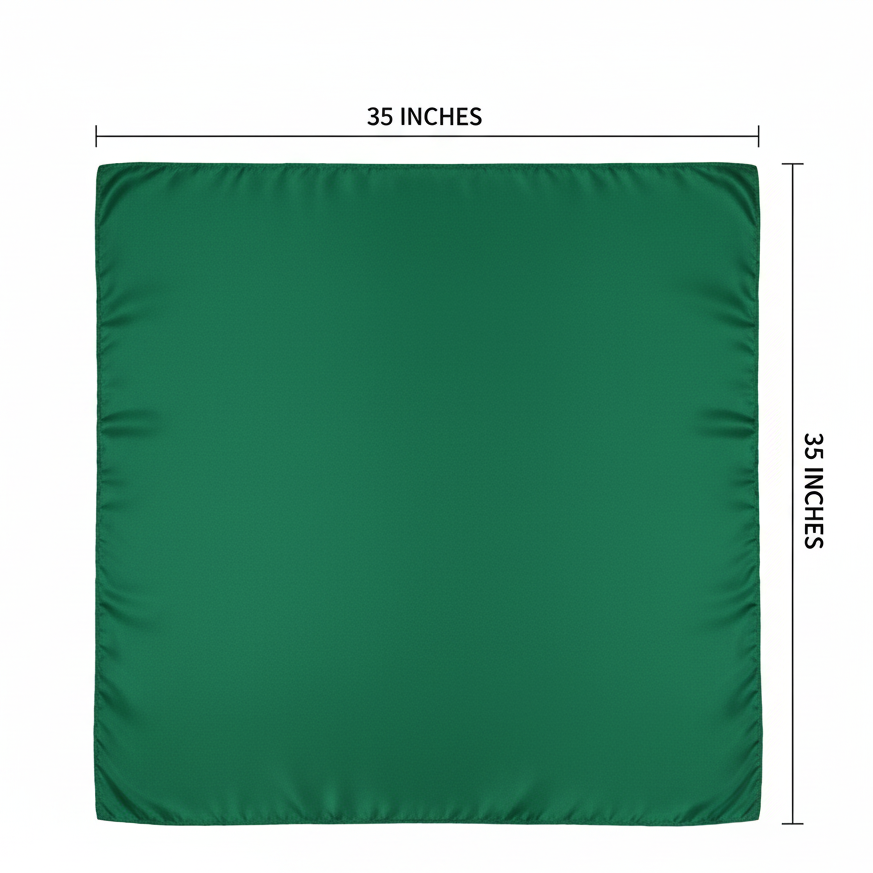 Green wild rag scarf measurement diagram - 35 inches by 35 inches dimensions