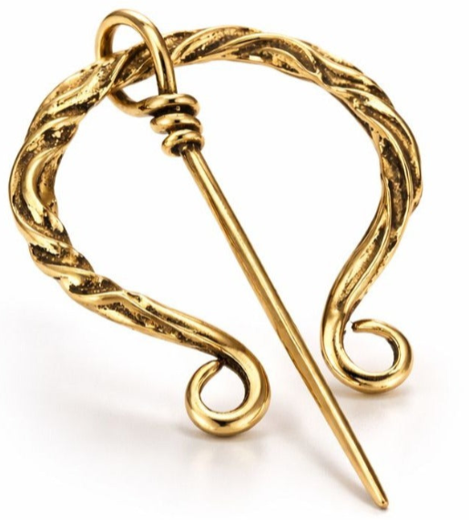 Gold Vine Brooch Pin for Women, Scarf Slide Shawl Clip, Sweater Cape Cloak Fastener
