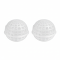 Clear plastic sphere plant basket set of 2 snap-together ventilated grid ball orchid epiphyte pot white background