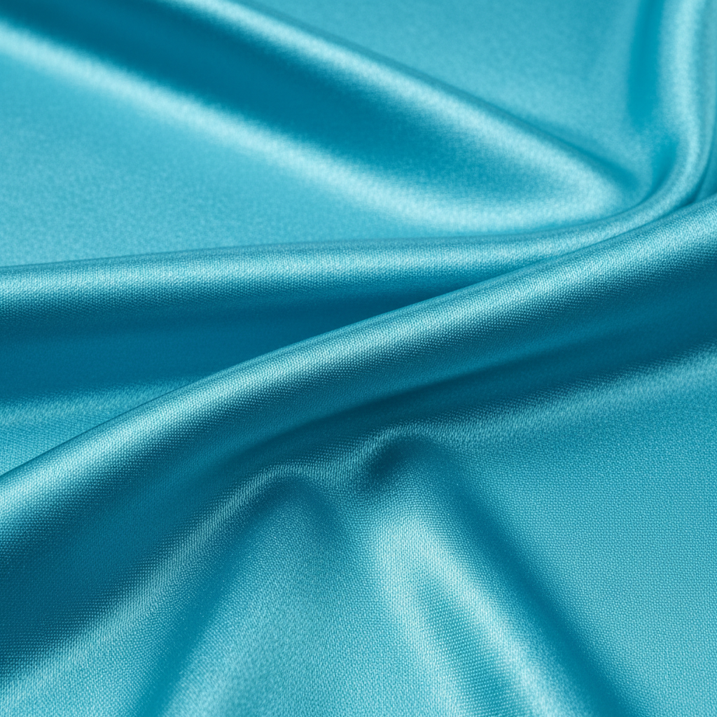 Close up aqua blue satin fabric texture detail silk feel