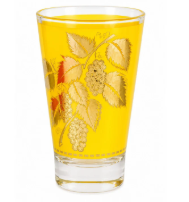 Vintage Libbey Yellow Grape Leaf Glass Gold Leaf Barware Mid Century Cocktail Tumbler 1950s Retro Drinking Glass Replacement Glass