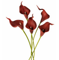Burgundy Calla Lily Stems Faux Floral Bouquet Wine Red Flowers 5 Stem Bunch Moody Decor Gothic Home Decor Vase Arrangement