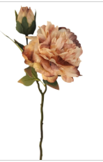 Blush Peach Faux Peony Stem 18 Inch Wedding Artificial Silk Flower Large Bloom Decor