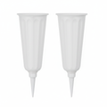 White cemetery vases with ground spikes set of 2 for gravesite flowers
