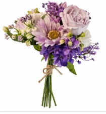 Lavender Purple Artificial Bouquet Real Touch Roses Gerbera Daisy Wedding Bouquet Home Decor Centerpiece