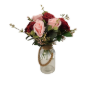 Red Pink Rose Faux Flower Bouquet Wedding Artificial Floral Decor