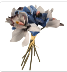 Blue Gray Cymbidium Orchid Artificial Flowers 7 Stem Bundle, Faux Orchid Wedding Flowers, DIY Corsage Boutonniere Supply