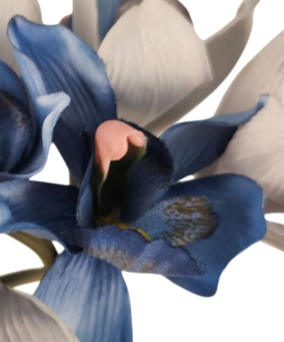 Blue Gray Cymbidium Orchid Artificial Flowers 7 Stem Bundle, Faux Orchid Wedding Flowers, DIY Corsage Boutonniere Supply