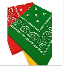 Bandanas 21x21" Western Cowboy Cowgirl - Green Yellow Orange Paisley Square Scarves 3 Pack