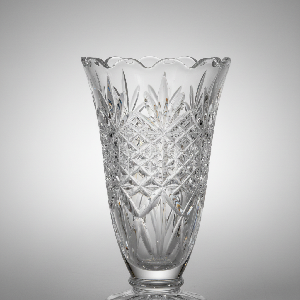 Close-up detail of Lexington diamond cut crystal pattern showing brilliant clarity, geometric etching, and light refraction through premium Polish crystal