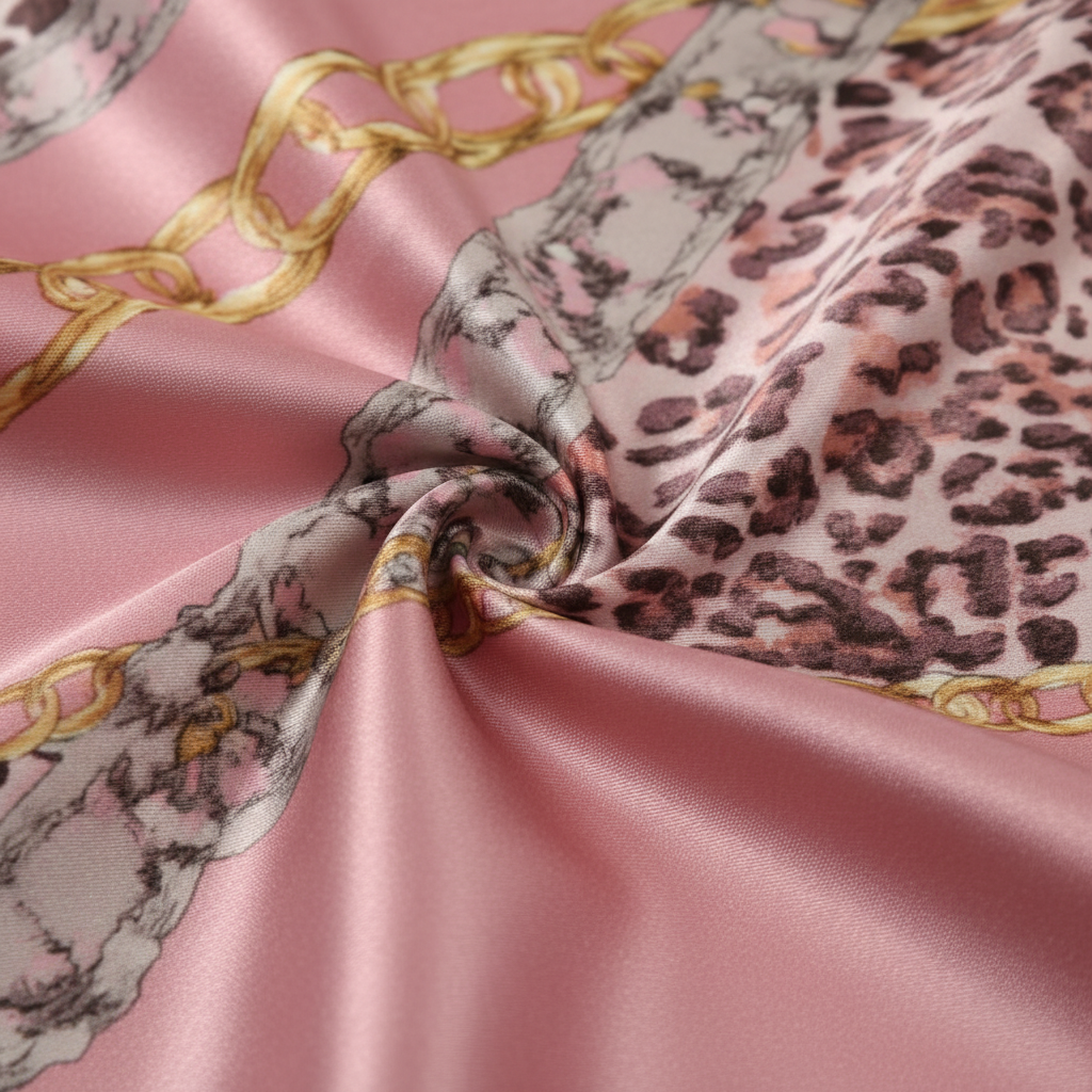 Close Up Detail of Pink Satin Fabric Texture Polyester Material Quality