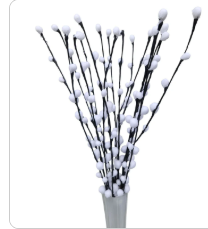 Artificial Pussy Willow Stems Black White Faux Branch Bundle Rustic Decor