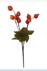Artificial Orange Rosehip Berry Stem 13 Inch with Green Leaves for Fall Decor Arrangements