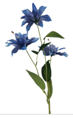 Luxury Artificial Tiger Lily Stem 34 Inch | Blue Faux Lily | Designer Artificial Silk Floral | Elegant Wedding Home Decor