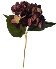 Plum Mauve Faux Hydrangea Stem 18 Inch Wedding Artificial Silk Flower Moody Decor