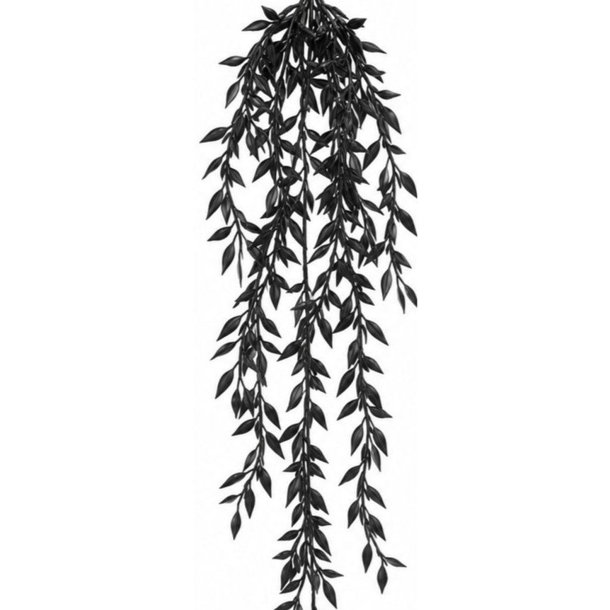 Black Hanging Vine, 10-Stem 28-Inch Faux Foliage for Gothic Halloween Decor