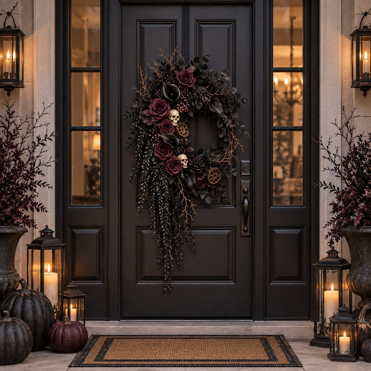 Black Hanging Vine, 10-Stem 28-Inch Faux Foliage for Gothic Halloween Decor