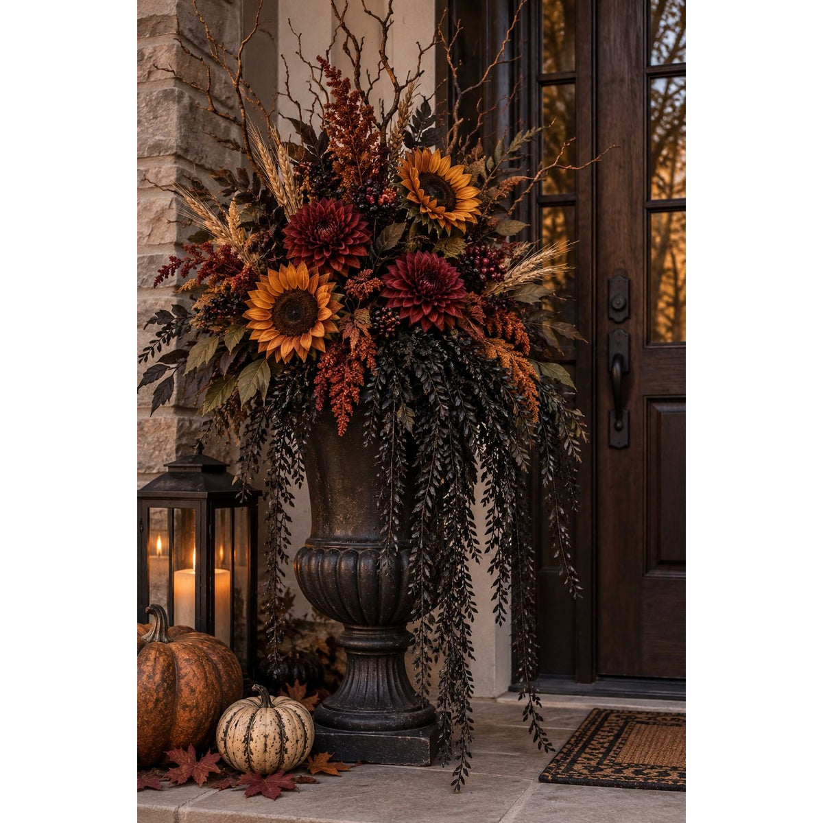 Black Hanging Vine, 10-Stem 28-Inch Faux Foliage for Gothic Halloween Decor