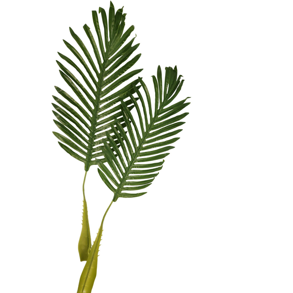 Artificial Palm Leaves Set of 2 Realistic Tropical Green Fronds 22 Inch Flexible Stems