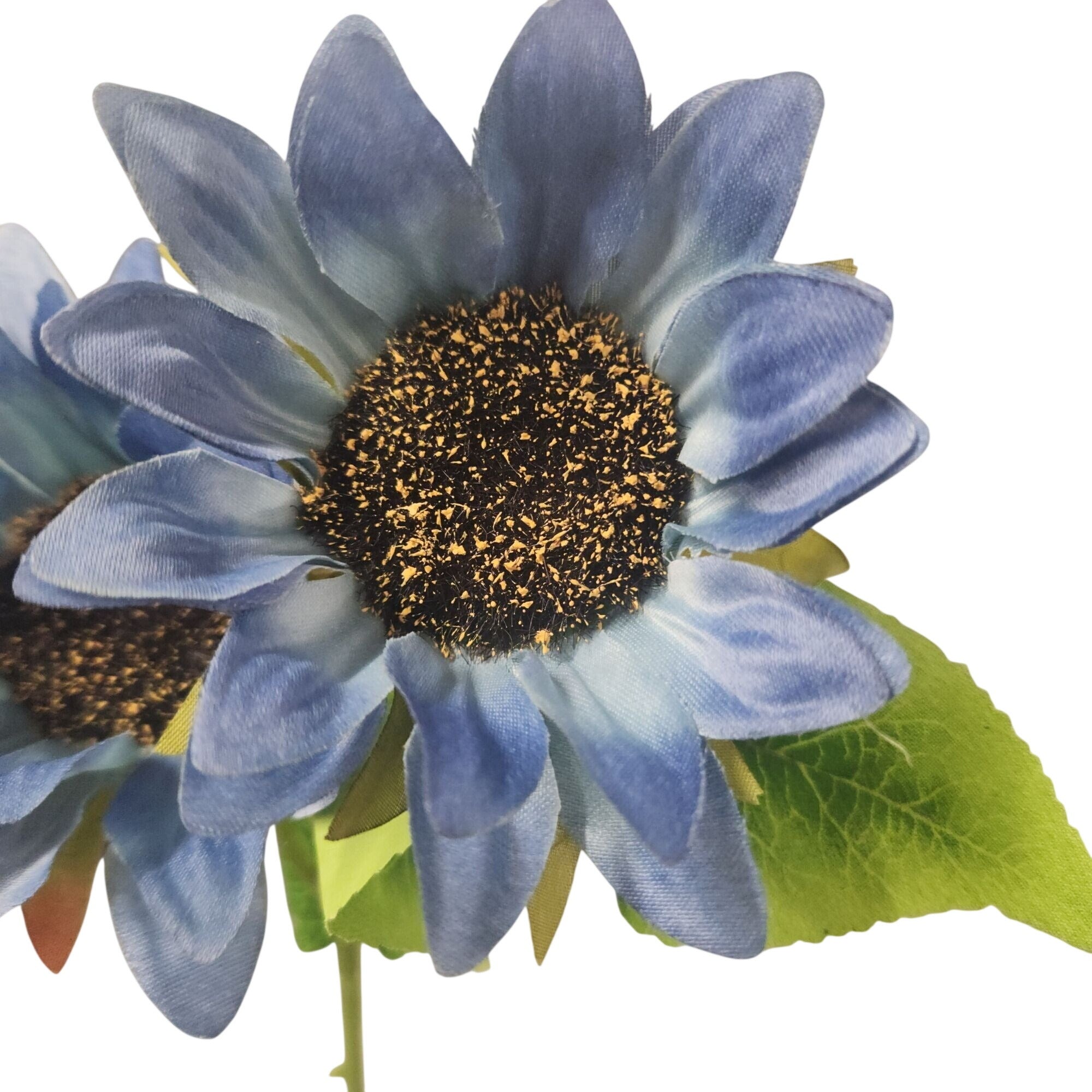 Blue Artificial Sunflower Stems Set of 2, 19-Inch, 4-Inch Blooms