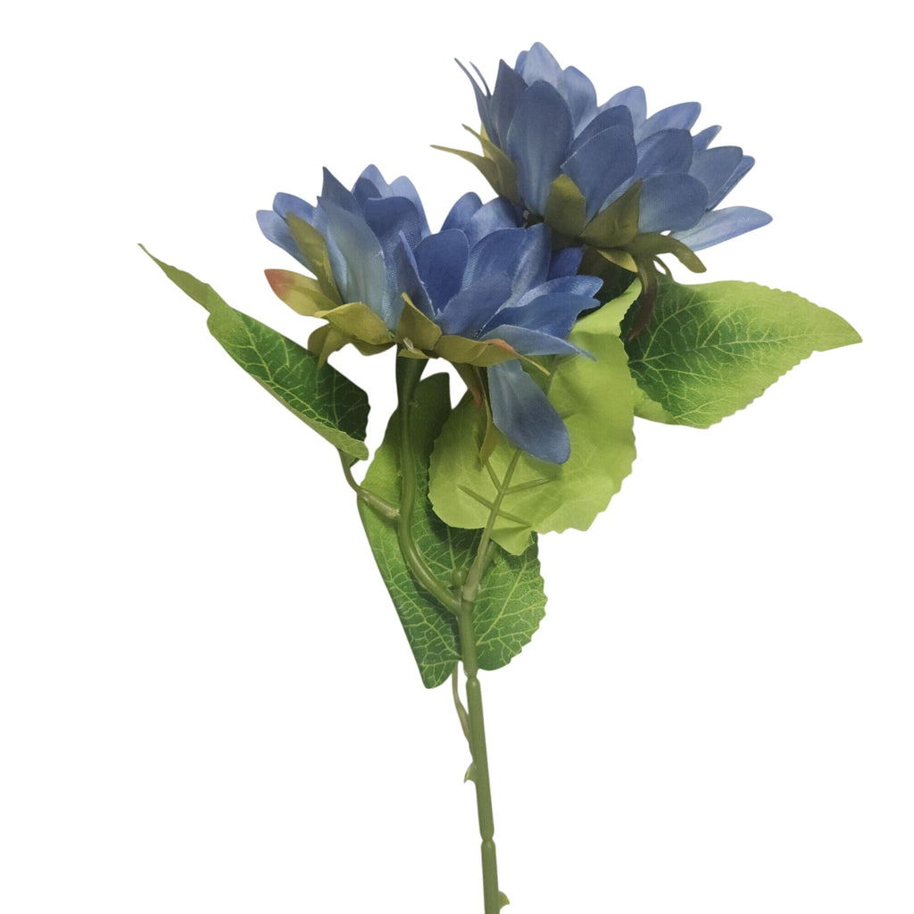 Blue Artificial Sunflower Stems Set of 2, 19-Inch, 4-Inch Blooms