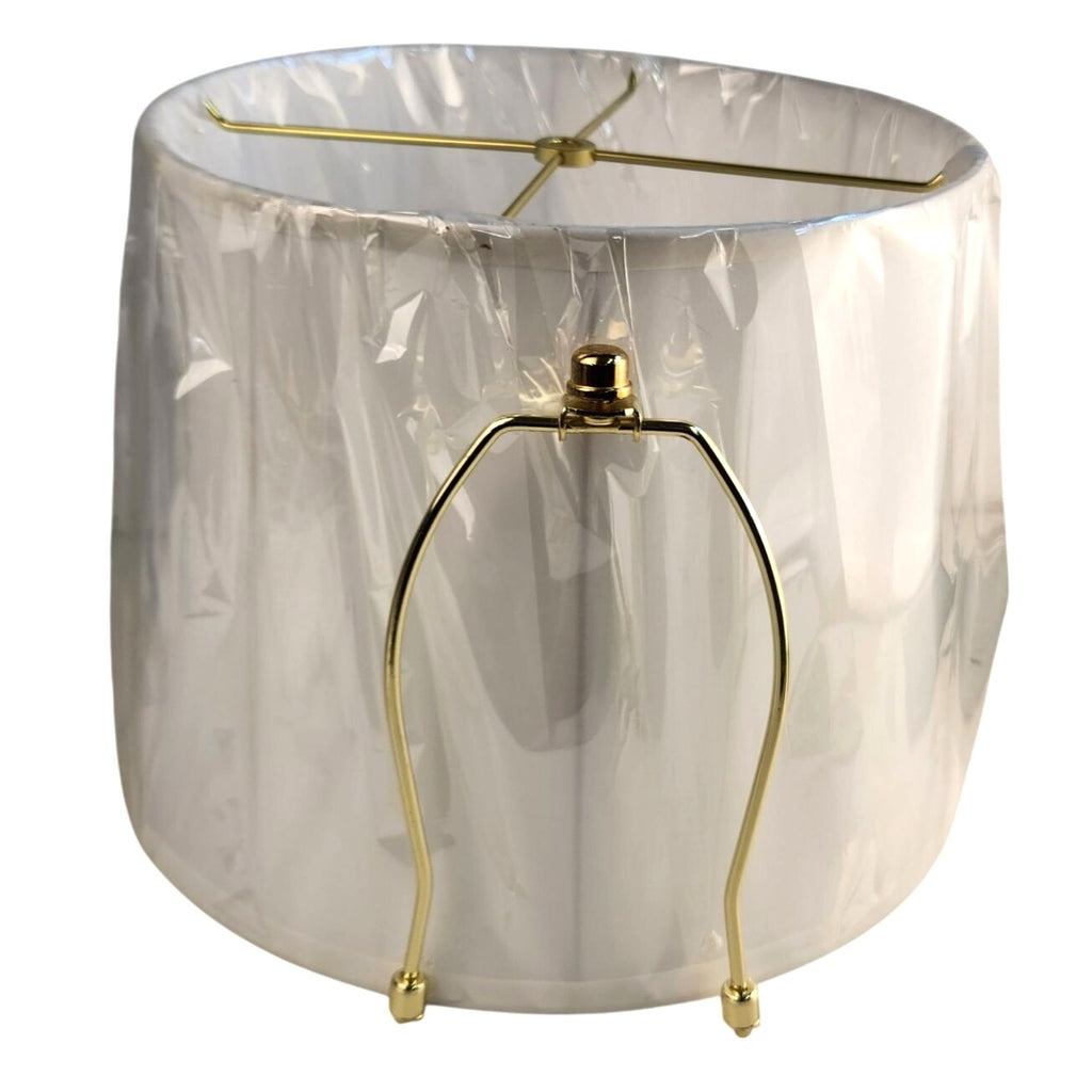 White Lamp Shade with Gold Harp Fitting