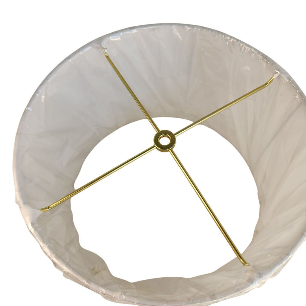 White Lamp Shade with Gold Harp Fitting - 13.5" Tapered Drum Shade for Table & Floor Lamps