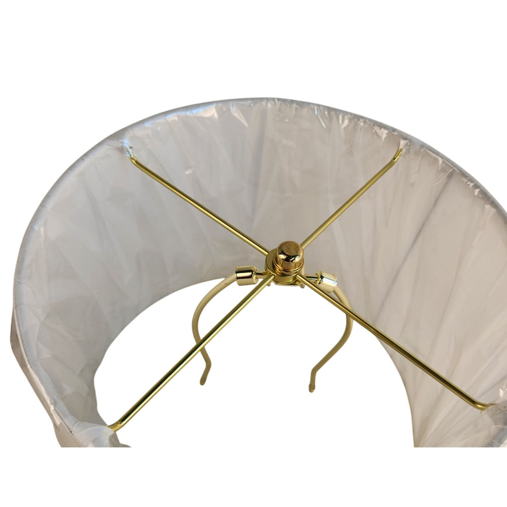 White Lamp Shade with Gold Harp Fitting - 13.5" Tapered Drum Shade for Table & Floor Lamps