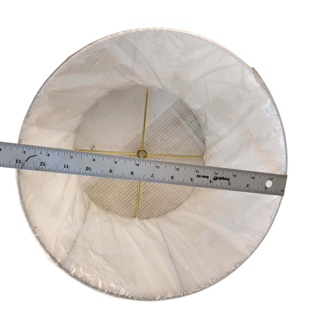White Lamp Shade with Gold Harp Fitting - 13.5" Tapered Drum Shade for Table & Floor Lamps