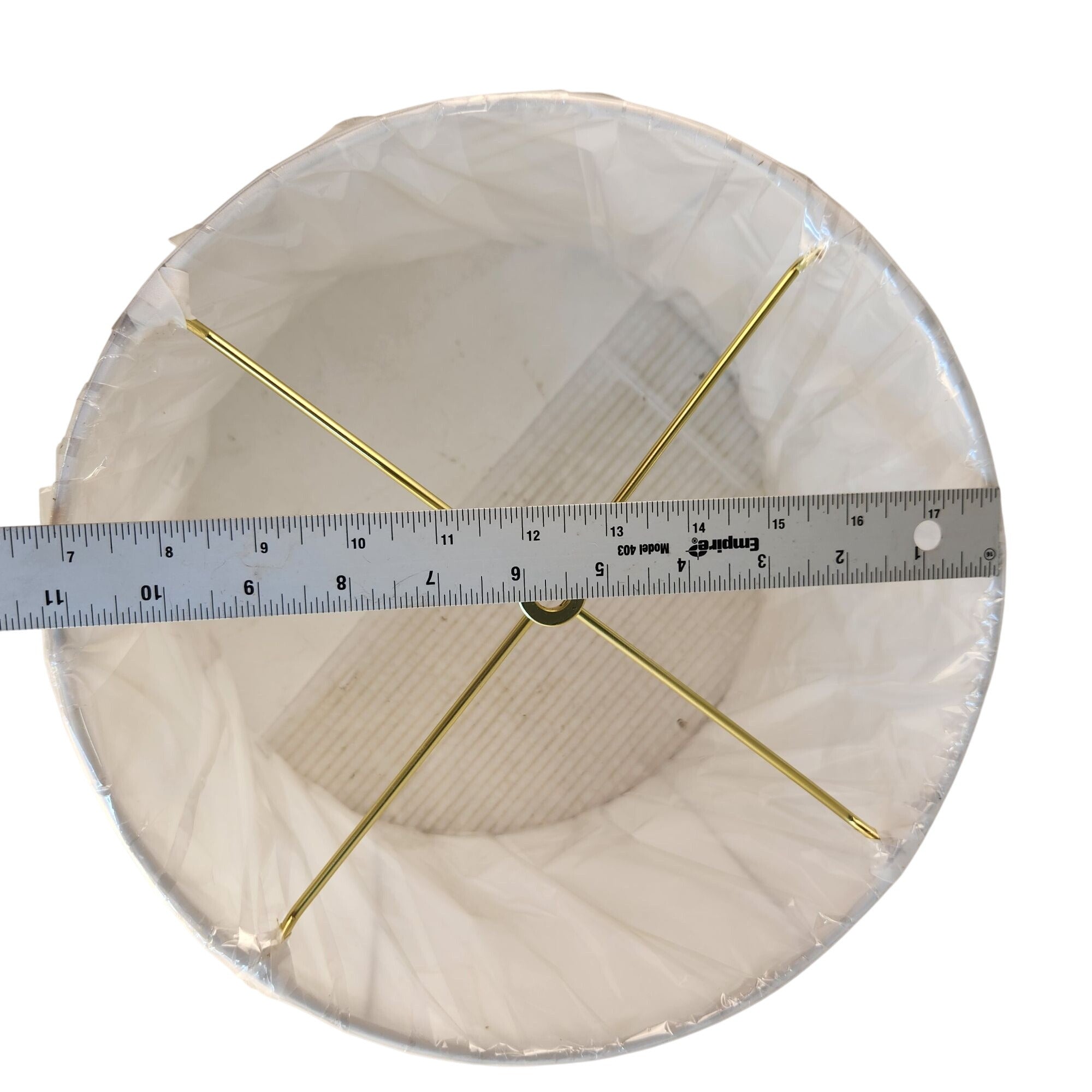 White Lamp Shade with Gold Harp Fitting - 13.5" Tapered Drum Shade for Table & Floor Lamps