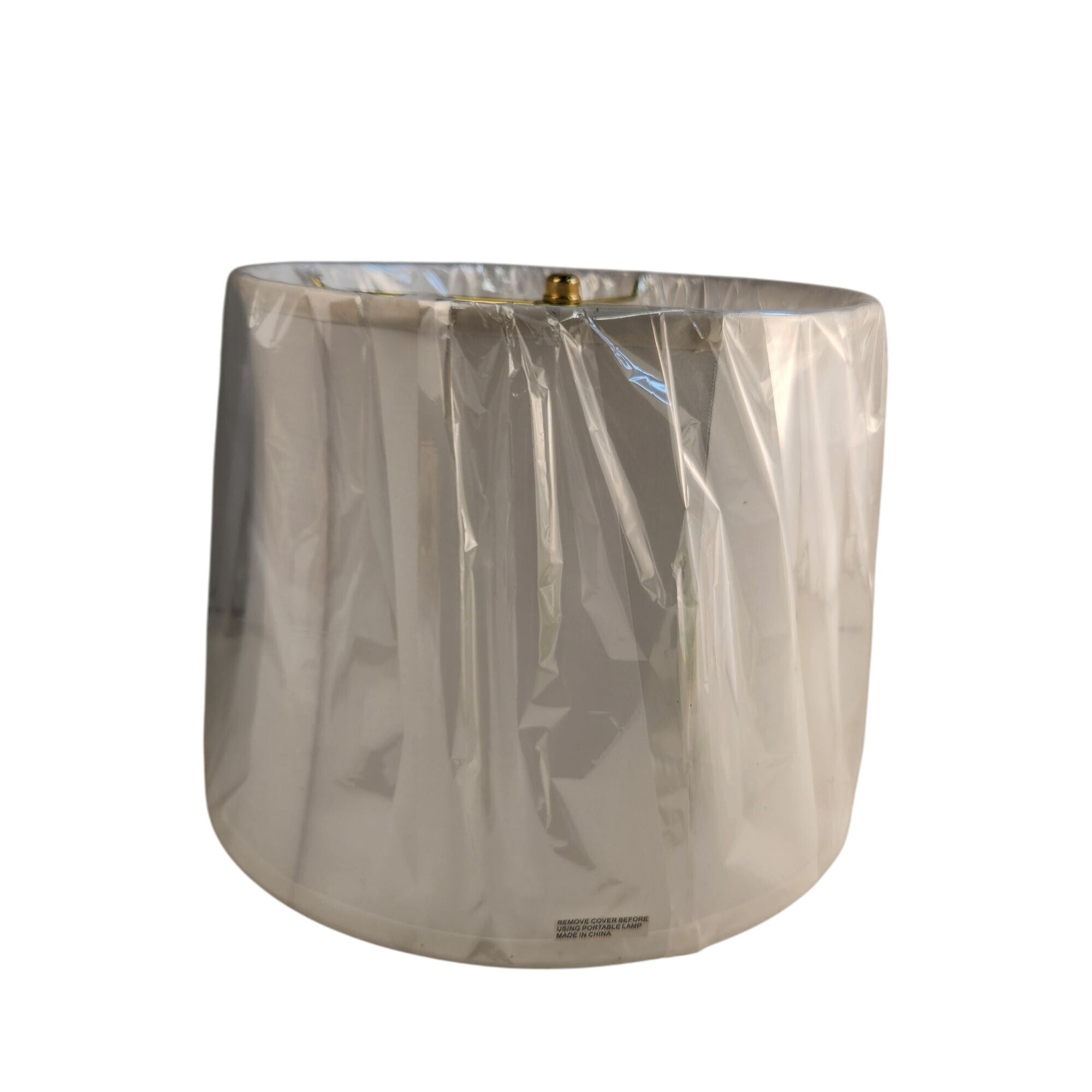 White Lamp Shade with Gold Harp Fitting - 13.5" Tapered Drum Shade for Table & Floor Lamps