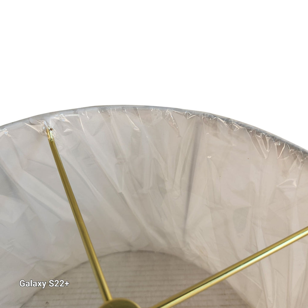 White Lamp Shade with Gold Harp Fitting - 13.5" Tapered Drum Shade for Table & Floor Lamps