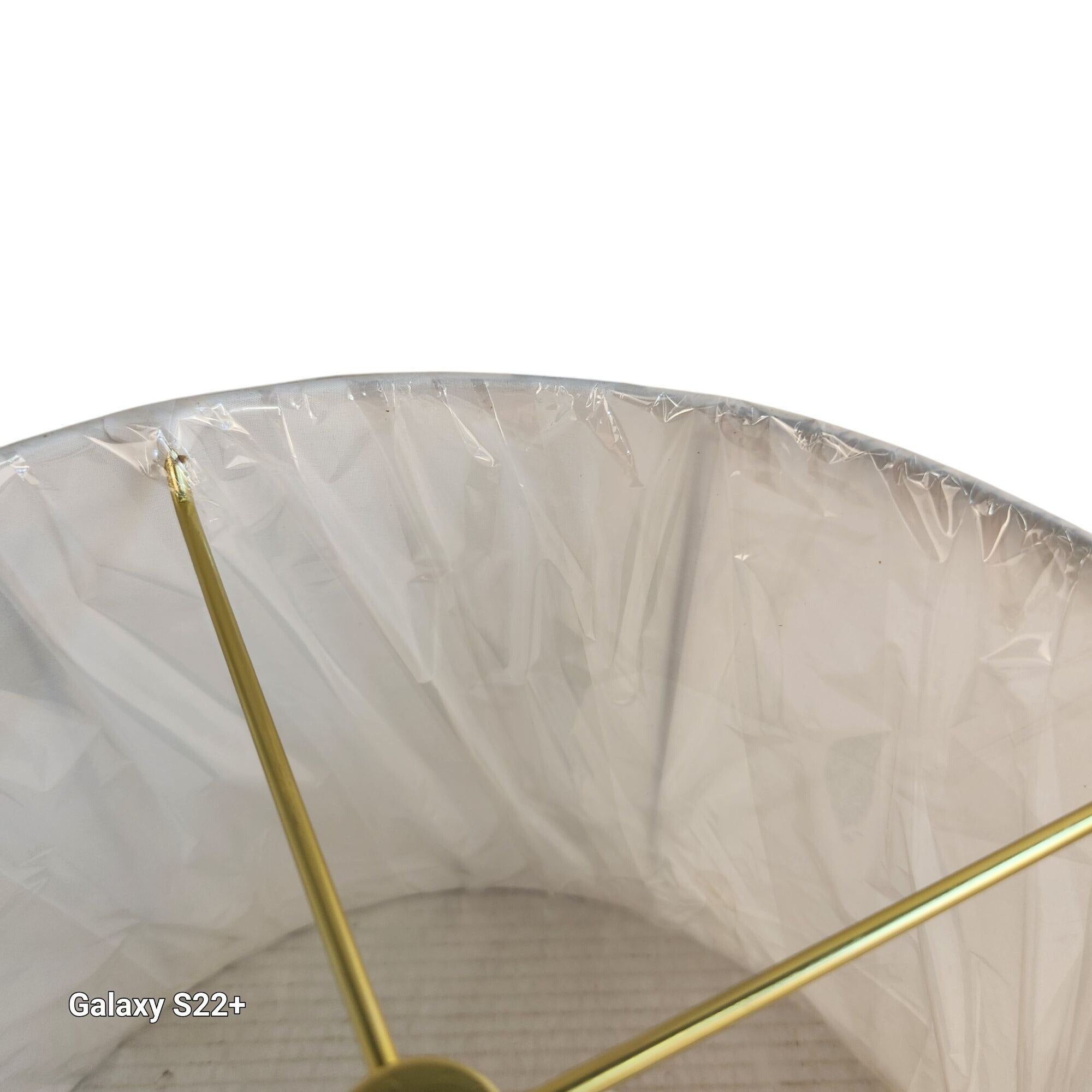 White Lamp Shade with Gold Harp Fitting - 13.5" Tapered Drum Shade for Table & Floor Lamps