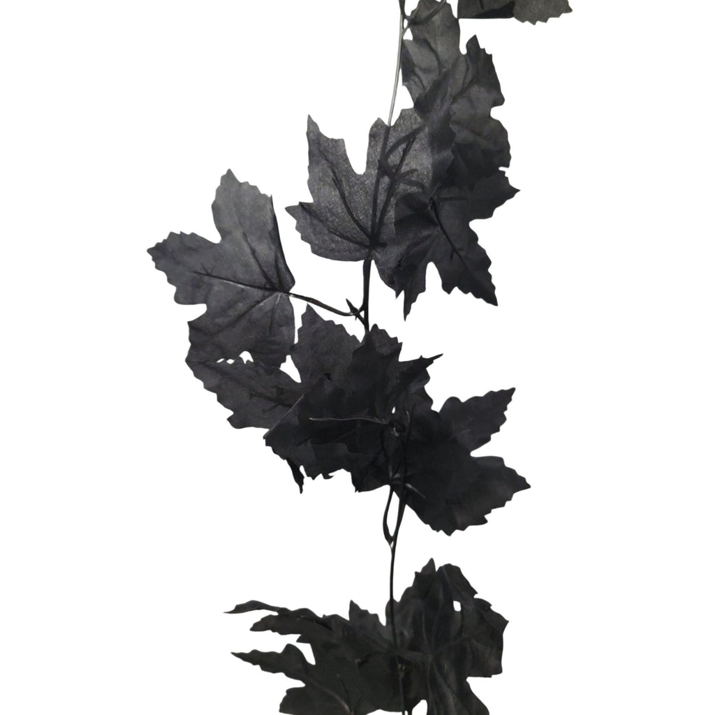 Black Maple Leaf Garland Set of 4, 36 Inch Faux Halloween Foliage