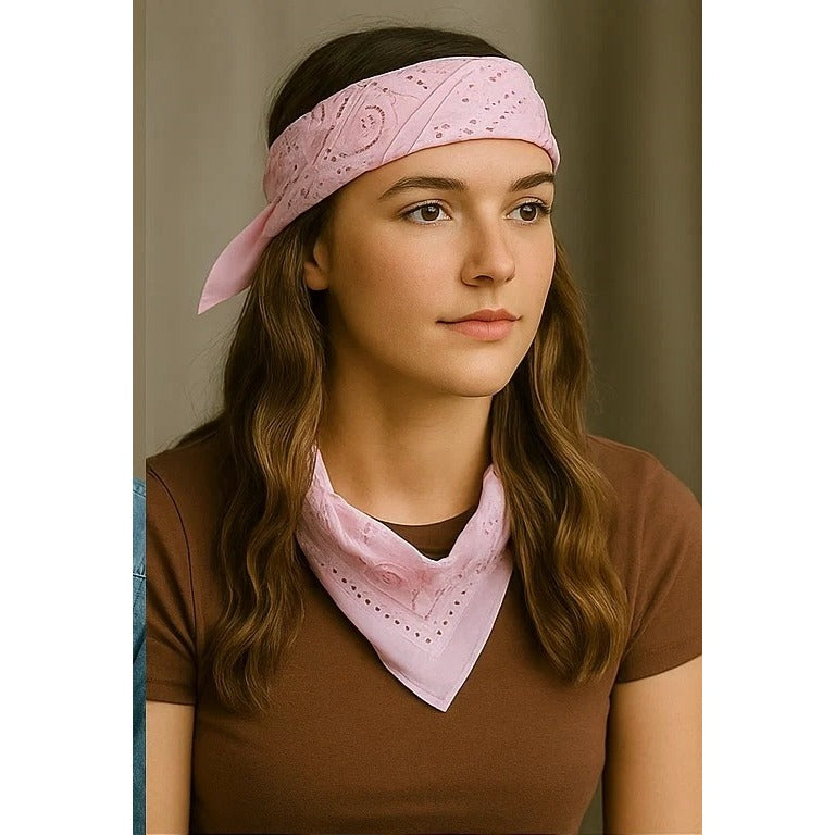 Burgundy Hot Pink Colorful Bandanas 21x21 Inch Square Western Style Scarves Set of 3